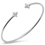 .15ct G SI 14K White Gold Diamond Flexible Open Bangle Bracelet