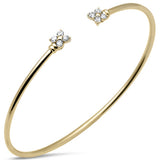 .40ct G SI 14K Yellow Gold Diamond Flexible Flower Open Bangle Bracelet