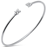 .40ct G SI 14K White Gold Diamond Flexible Flower Open Bangle Bracelet