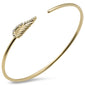 <span style="color:purple">SPECIAL!</span> .20ct G SI 14K Yellow Gold Diamond Flexible Leaf Open Bangle Bracelet