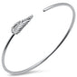<span style="color:purple">SPECIAL!</span> .20ct G SI 14K White Gold Diamond Flexible Leaf Open Bangle Bracelet