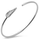 .20ct G SI 14K White Gold Diamond Flexible Leaf Open Bangle Bracelet