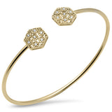 .20ct G SI 14K Yellow Gold Diamond Flexible Open Bangle Bracelet