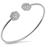 .20ct G SI 14K White Gold Diamond Flexible Open Bangle Bracelet