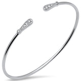 .26ct G SI 14K White Gold Diamond Flexible Open Bangle Bracelet