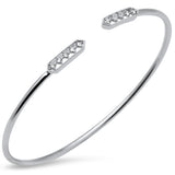 .17ct G SI 14K White Gold Diamond Flexible Open Bangle Bracelet