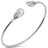 .33ct G SI 14K White Gold Diamond Flexible Open Bangle Bracelet