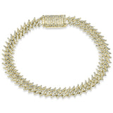 4.29ct G SI 14K Yellow Gold Round Diamond 9MM Spike Cuban Bracelet 8" Long