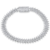 <span style="color:purple">¡ESPECIAL!</span>Pulsera cubana de oro blanco de 14K con diamantes redondos de 4.20ct G SI y 9MM de largo, 8" de largo
