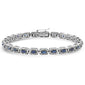 <span style="color:purple">SPECIAL!</span>3.62ct G SI 14K White Gold Diamond & Blue Sapphire Gemstones Tennis Bracelet 7" Long