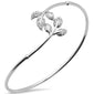 <span style="color:purple">SPECIAL!</span>.47ct G SI 14K White Gold Diamond Flexible Leaf Bangle Bracelet