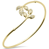 .48ct G SI 14K Yellow Gold Diamond Flexible Leaf Bangle Bracelet