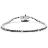 3.08ct G SI 14K White Gold Black & White diamonds Tennis Bracelet 7" Long