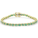 5.12ct G SI 14K Yellow Gold Emerald Gemstones Bracelet 6.5" Long