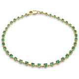 1.48ct G SI 14K Yellow Gold  Natural Emerald Gemstones Bracelet 7.25" Long
