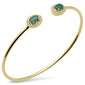 <span style="color:purple">SPECIAL!</span>1.04ct G SI 14K Yellow Gold Diamond & Green Emerald Flexible Open Bangle Bracelet 7"