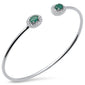<span style="color:purple">SPECIAL!</span>1.04ct G SI 14K White Gold Diamond & Green Emerald Flexible Open Bangle Bracelet 7"