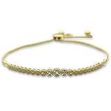 .09ct G SI 14K Yellow Gold Diamond Adjustable Bola Bracelet 7.25" Long Adjustable