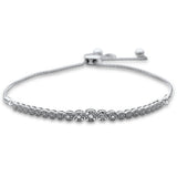 .09ct G SI 14K White Gold Diamond Adjustable Bola Bracelet 7.25" Long Adjustable