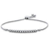<span style="color:purple">SPECIAL!</span>.39ct G SI 14K White Gold Diamond Adjustable Bola Bracelet 7" Long Adjustable