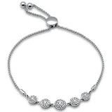 <span style="color:purple">SPECIAL!</span>.49ct G SI 14K White Gold Diamond Adjustable Bola Bracelet 7.25" Long Adjustable