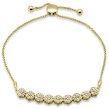 .24ct G SI 14K Yellow Gold Diamond Flower Adjustable Bola Bracelet 7" Long Adjustable