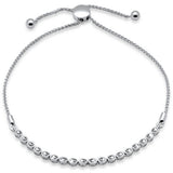 .25ct G SI 14K White Gold Diamond Adjustable Bola Bracelet 7" Long Adjustable