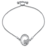 <span style="color:purple">SPECIAL!</span>.25ct G SI 14K White Gold Diamond Heart Adjustable Bola Bracelet 7.25" Long Adjustable