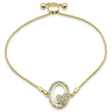 .24ct G SI 14K Yellow Gold Diamond Heart Adjustable Bola Bracelet 7.25" Long Adjustable