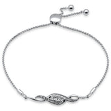 .07ct G SI 14K White Gold Diamond Infinity Style Adjustable Bola Bracelet 7.25" Long Adjustable