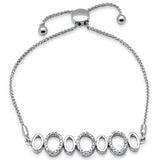 .24ct G SI 14K White Gold Diamond Adjustable Bola Bracelet 7.25" Long Adjustable