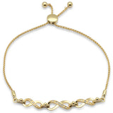 .05ct G SI 14K Yellow Gold Diamond Infinity Adjustable Bola Bracelet 7" Long Adjustable