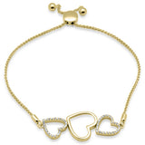 .20ct G SI 14K Yellow Gold Diamond Heart Shape Adjustable Bola Bracelet 7.25" Long Adjustable