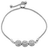 .25ct G SI 14K White Gold Diamond Round Shape Adjustable Bola Bracelet 7.25" Long Adjustable