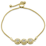 <span style="color:purple">SPECIAL!</span>.25ct G SI 14K Yellow Gold Diamond Round Shape Adjustable Bola Bracelet 7.25" Long Adjustable
