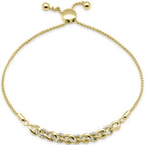 .16ct G SI 14K Yellow Gold Diamond Adjustable Bola Bracelet 7.25" Long Adjustable