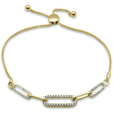.49ct G SI 14K Yellow Gold Diamond Paperclip Style Adjustable Bola Bracelet 7.25" Long Adjustable