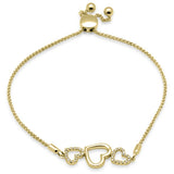 .05ct G SI 14K Yellow Gold Diamond Heart Shape Adjustable Bola Bracelet 7.25" Long Adjustable