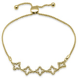 .20ct G SI 14K Yellow Gold Diamond Clover Style Adjustable Bola Bracelet 7.25" Long Adjustable