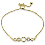 <span style="color:purple">SPECIAL!</span>.05ct G SI 14K Yellow Gold Diamond Round Shape Adjustable Bola Bracelet 7" Long Adjustable
