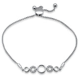 .05ct G SI 14K White Gold Diamond Round Shape Adjustable Bola Bracelet 7" Long Adjustable