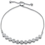 .24ct G SI 14K White Gold Diamond Adjustable Bola Bracelet 7.25" Long Adjustable