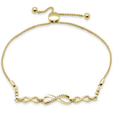 .05ct G SI 14K Yellow Gold Diamond Infinity Adjustable Bola Bracelet 7" Long Adjustable