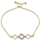 .16ct G SI 14K Yellow Gold Diamond Clover Adjustable Bola Bracelet 7.25" Long Adjustable