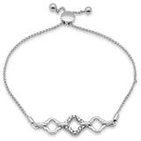 .16ct G SI 14K White Gold Diamond Clover Adjustable Bola Bracelet 7.25" Long Adjustable