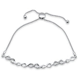 .19ct G SI 14K White Gold Diamond Infinity Adjustable Bola Bracelet 7.25" Long Adjustable