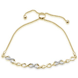 .19ct G SI 14K Yellow Gold Diamond Infinity Adjustable Bola Bracelet 7.25" Long Adjustable
