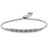 .48ct G SI 14K White Gold Diamond Adjustable Bola Bracelet 7" Long Adjustable