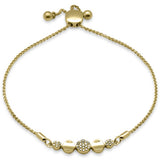 .09ct G SI 14K Yellow Gold Diamond Adjustable Bola Bracelet 7.25" Long Adjustable