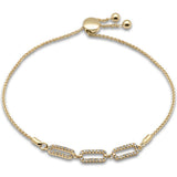 .24ct G SI 14K Yellow Gold Diamond Paperclip Style Adjustable Bola Bracelet 7.25" Long Adjustable